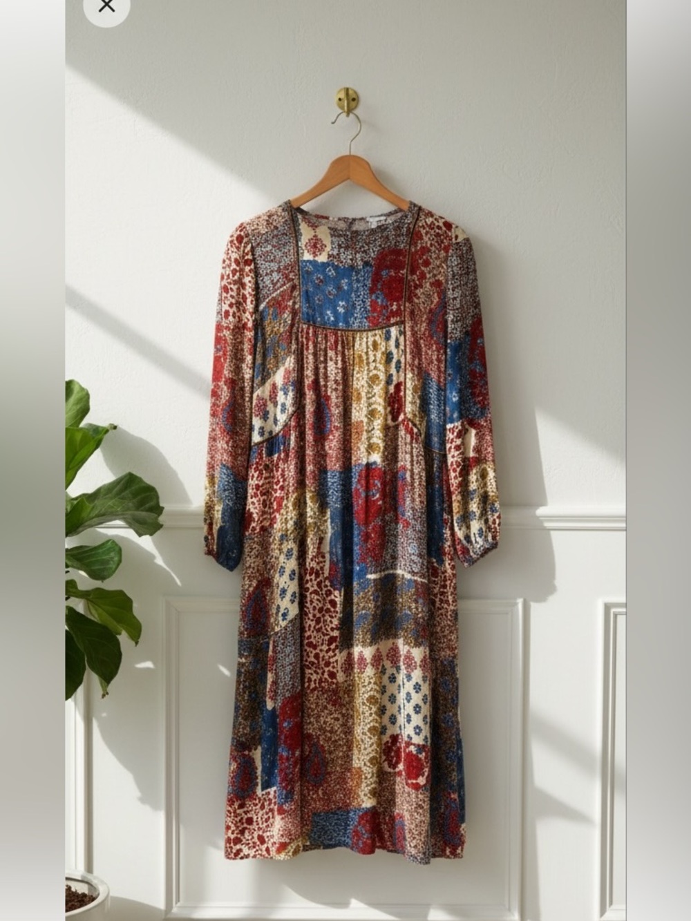 Zara Trafaluc Patchwork Boho Floral Midi Dress - Size S